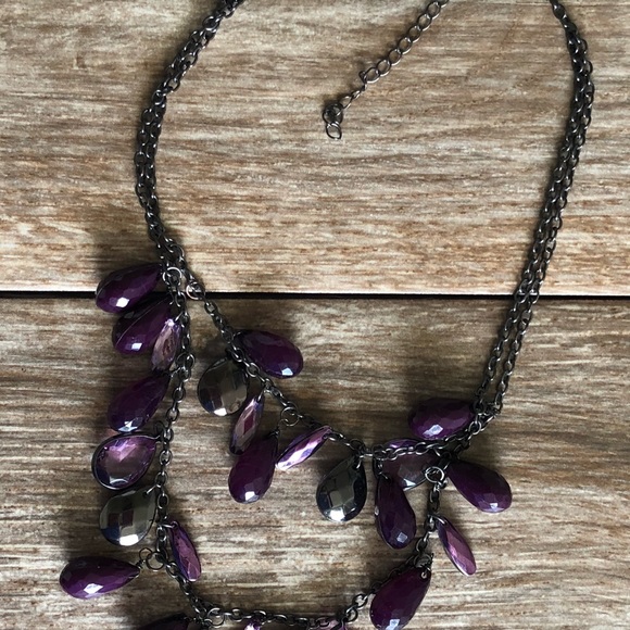 Double Strand Purple Teardrop Necklace - Picture 6 of 7
